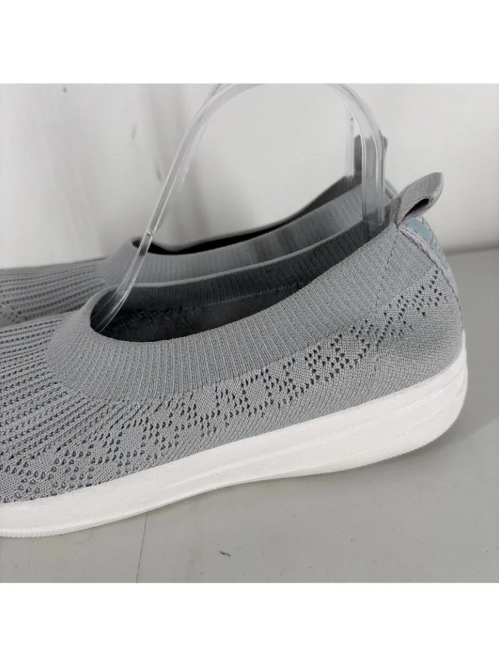 FitFlop Women Size 9 Gray Comfort Stretch Uberknit Slip On Ballerina Flats
